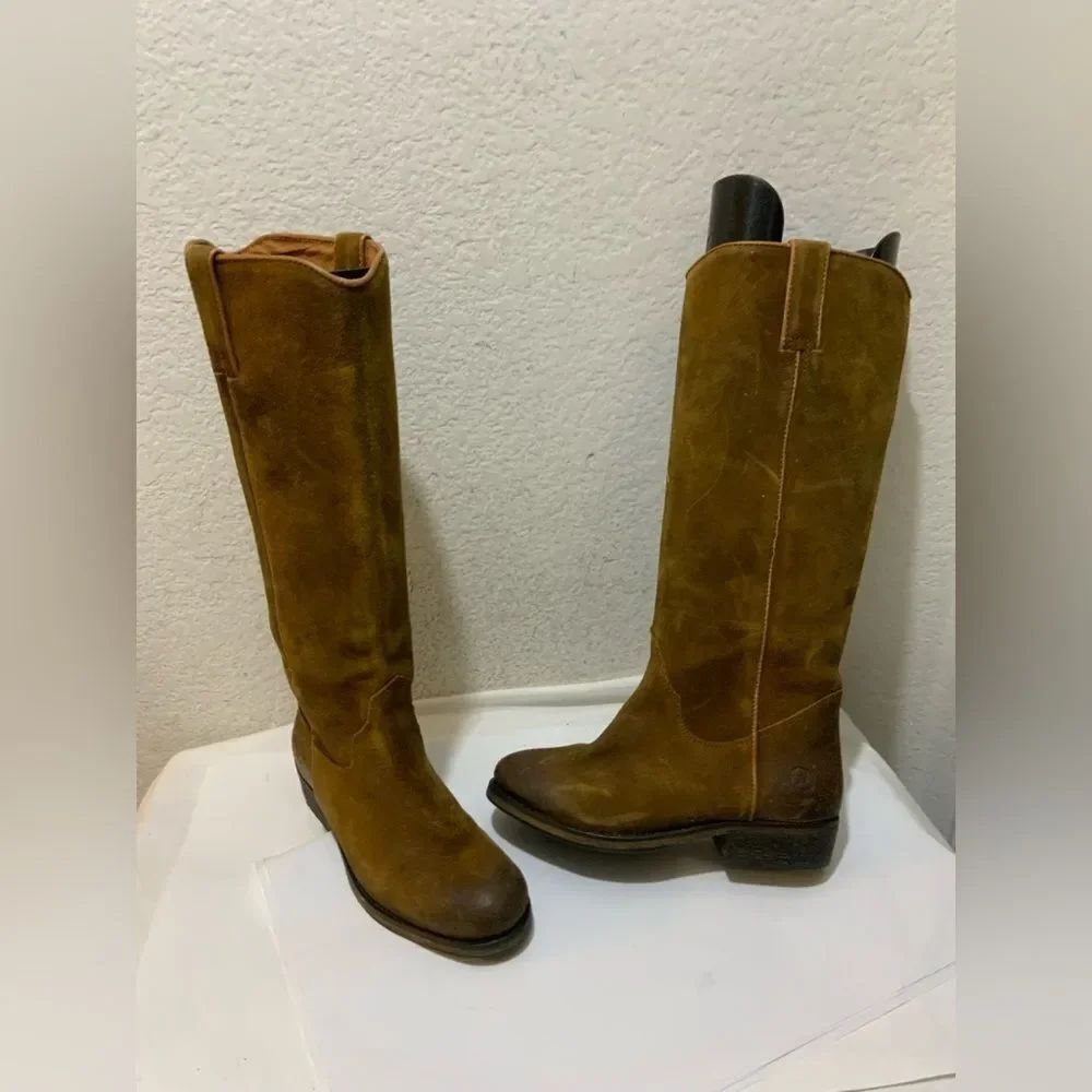 Bronx Women's Brown Suede Leather Knee-High Tall Slouch Boot Laced Size 36
